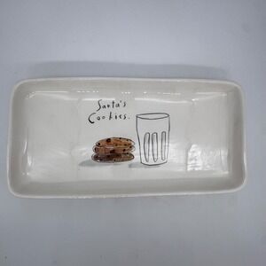 Magenta Rae Dunn Santa's Cookies‎ Milk Tray Plate Christmas Holiday Serving Dish
